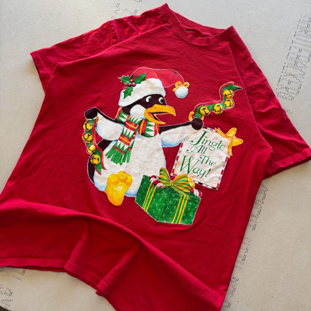 Vintage Unbranded Christmas Penguin T-shirt